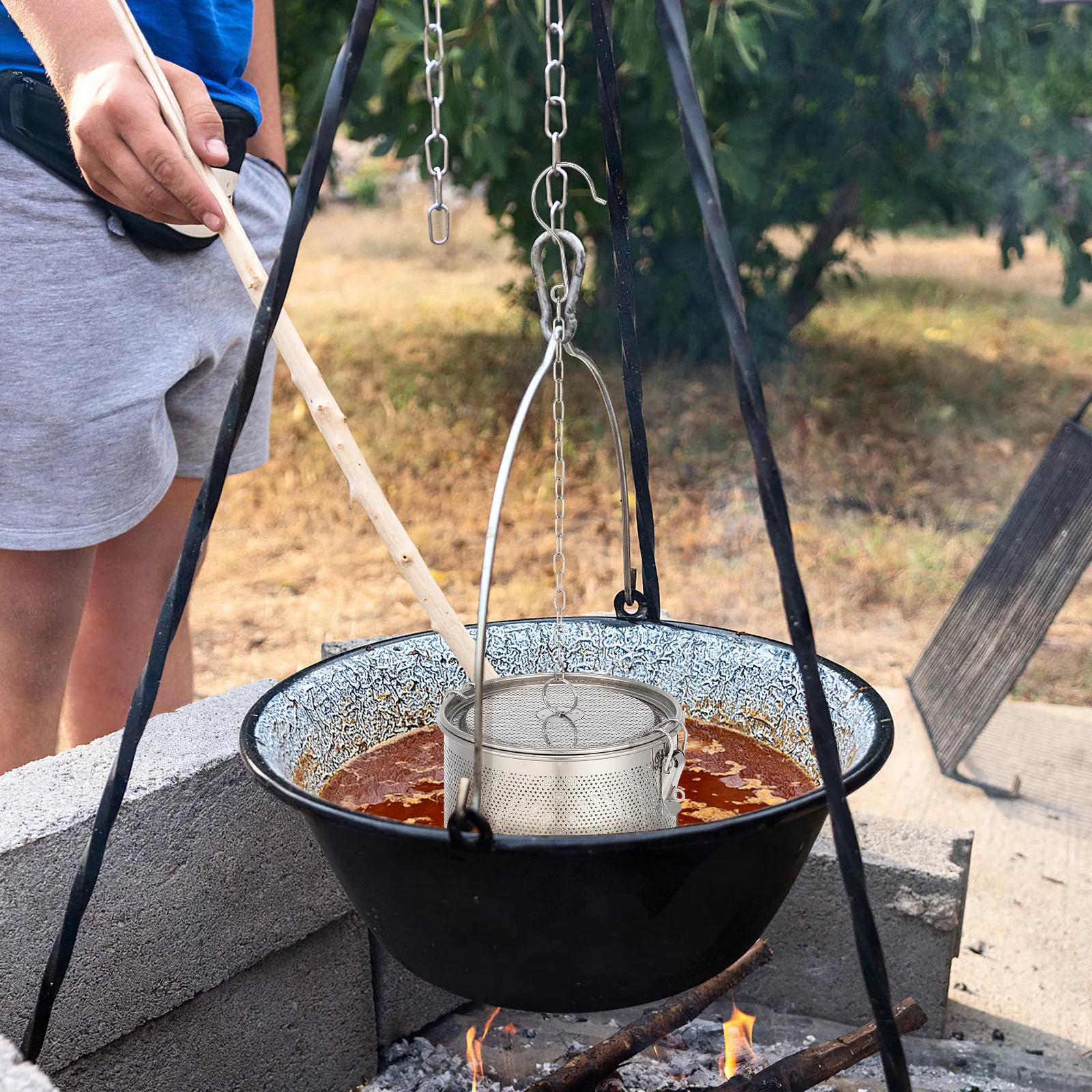 

1Pcs Stainless Steel Seasoning Ball Spice Filter Brine Hamper Hanging Hook Chain Kitchen Tool Useful Dregs Separator Safe