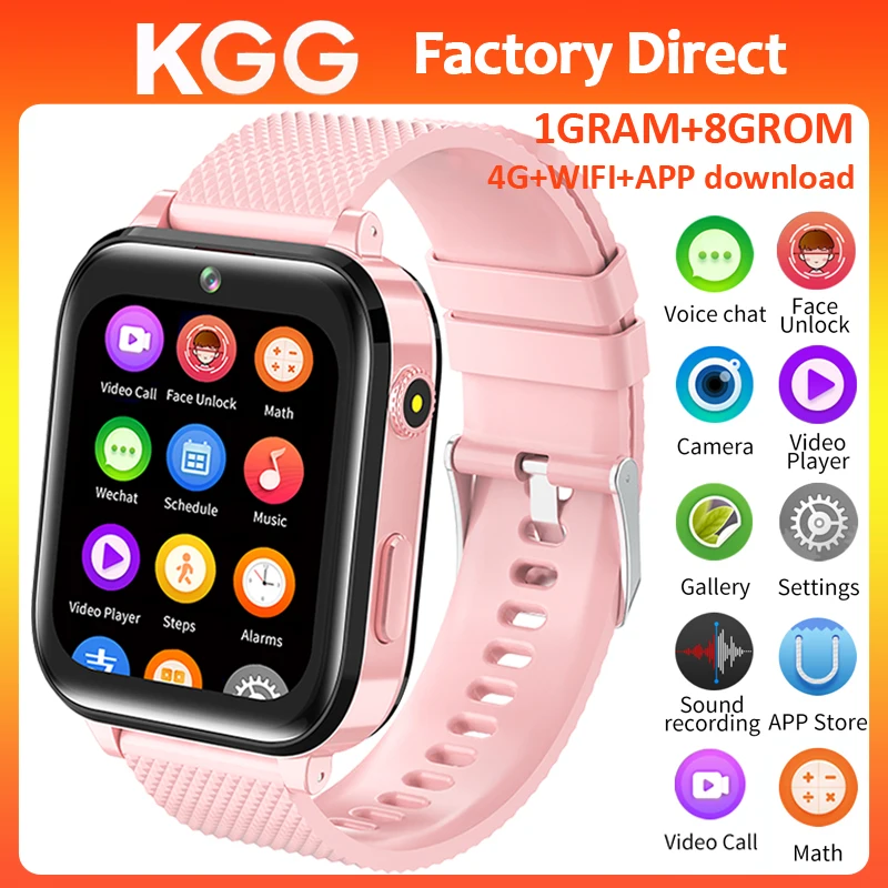 4G Smart Watch Phone 1G+8G 1.7inch Screen HD Video Call GPS WIFI LBS Location Face Unlock Math Game  Alarm Clock APP Load