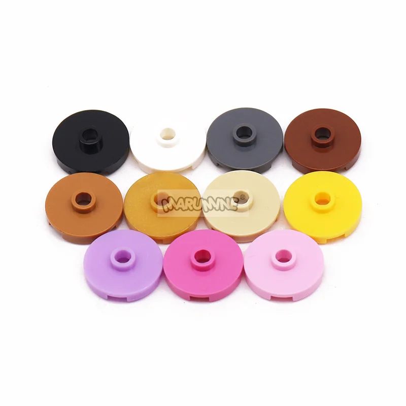 MARUMINE 300PCS MOC Glossy Circular Plate 2x2 with Open Stud Compatible 18674 Enlighten Educational Building Blocks Kids Toys