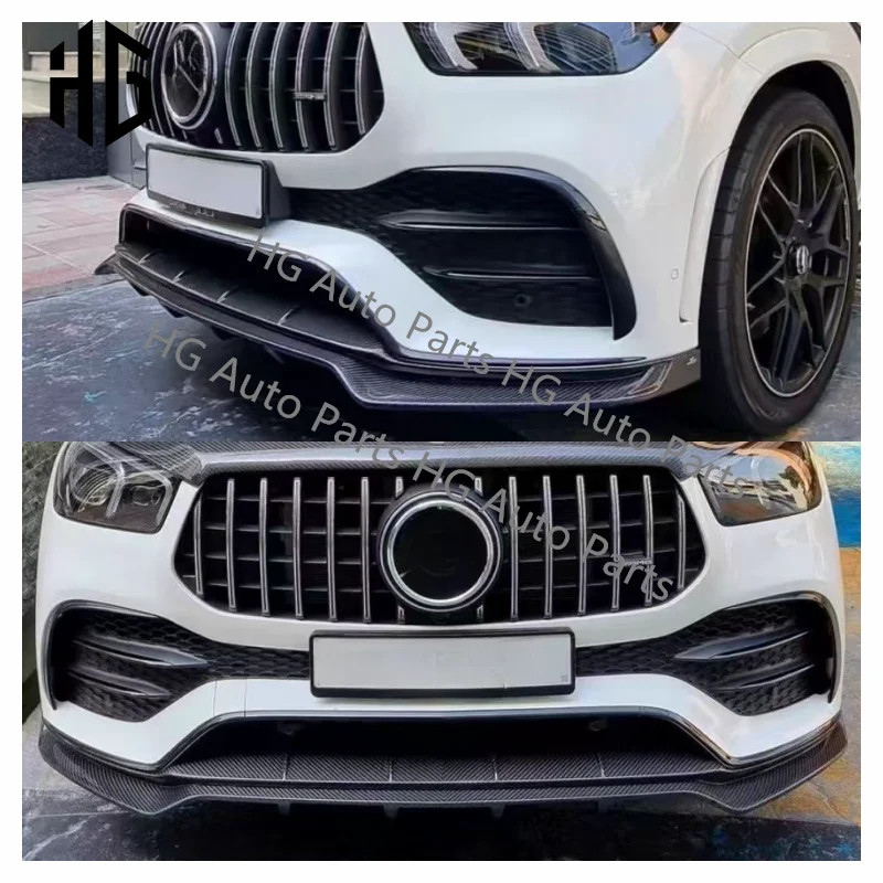 Upgrade to LD Style Real Carbon Fiber Front Bumper Splitter Lip For Mercedes GLE350 GLE53 Coupe W167 Car Front Lip Accessories