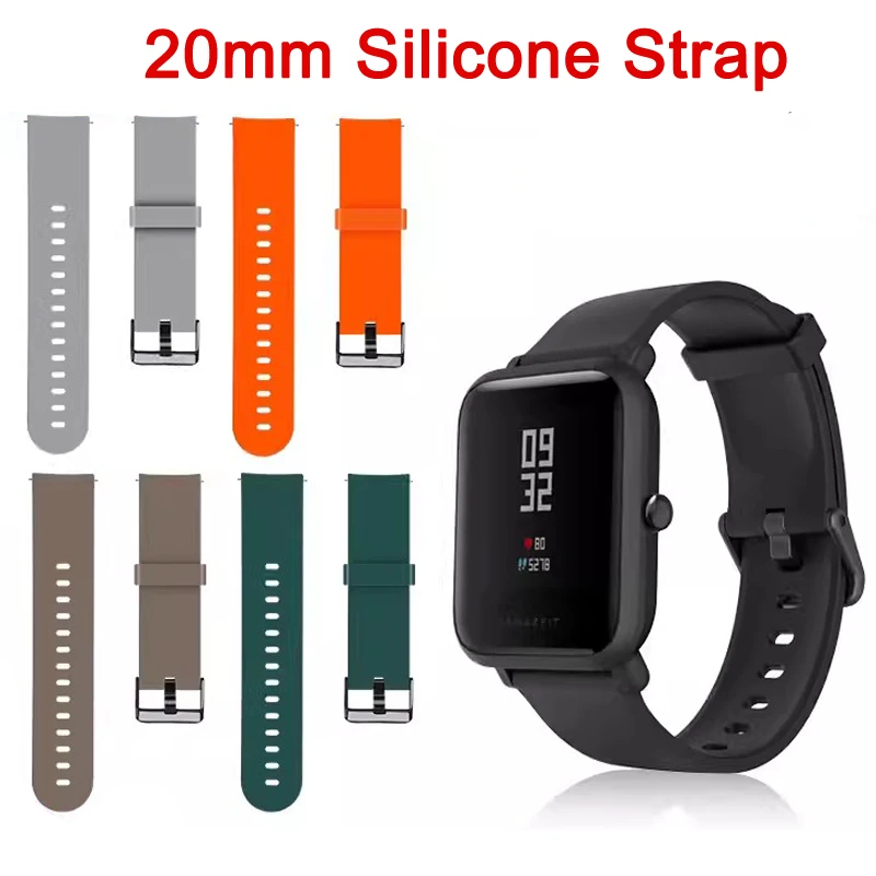 20mm Sport Silicone Strap for Huami GTR 42mm, GTS4,GTS3,GTS2 2e /GTS 2mini Smart Replacement Wristband Bracelet for Amazfit Bip