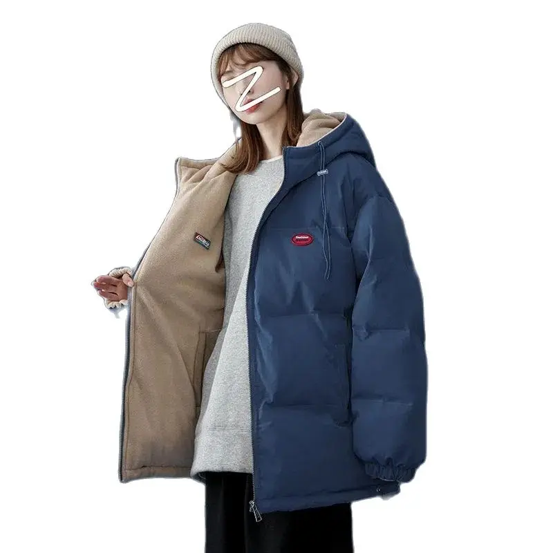 

Two-Sided Down Cotton Women Winter 2022 Add Velvet And Thicken Cotton-Padded Clothes Student Sense Of Design Wear Two Coats.