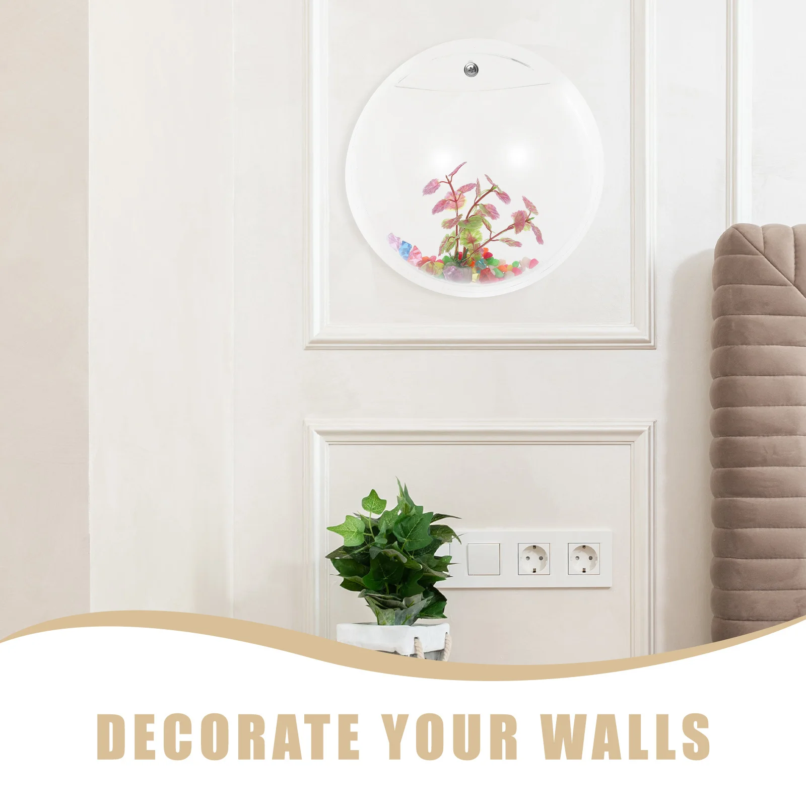 جدار معلق وعاء السمك الاكريليك واضح خزان الأسماك وعاء النبات الحائط زهرية الفخار ديكور المنزل وعاء النبات الحائط #5