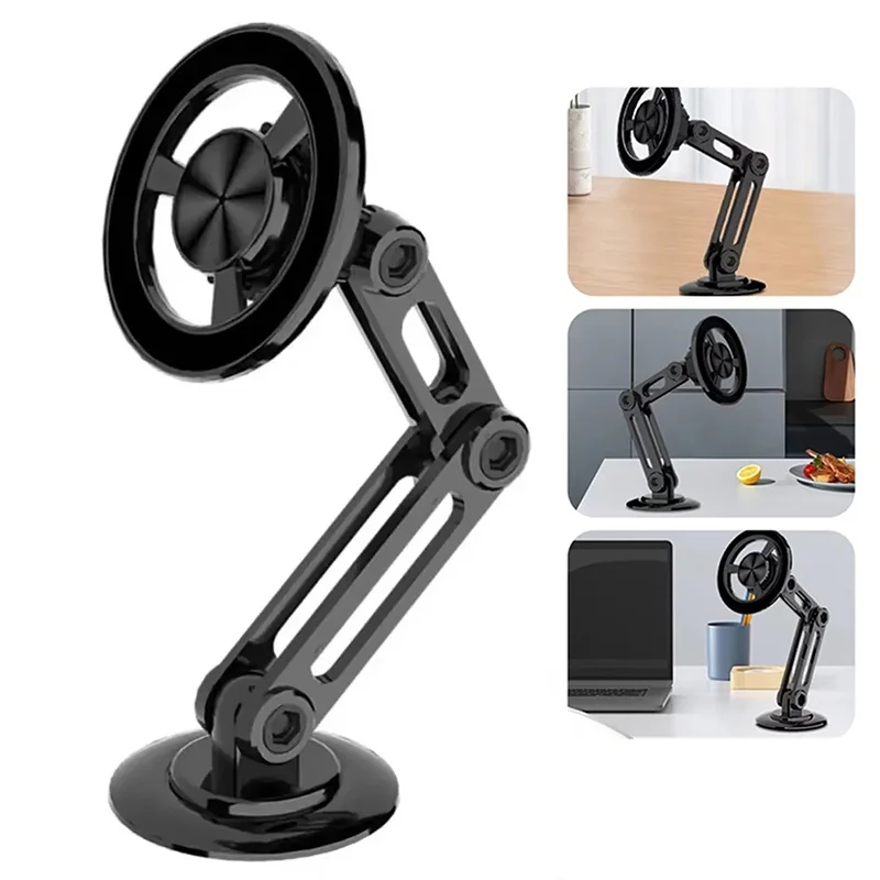 

Universal Metal Magnetic Mobile Phone Holder Foldable 360° Rotating Cell Phone Stand Dashboard Windshield Car Smartphone Bracket