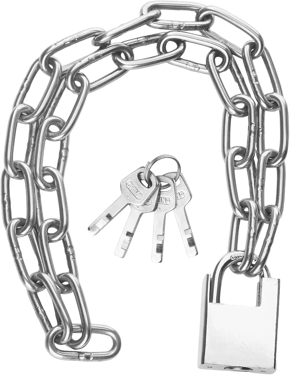

40 Inch Stainless Steel Security Chain Lock with Padlock & 2 Keys for Bicycle, Motorcycle, Scooter, Door, Fence, Garage
