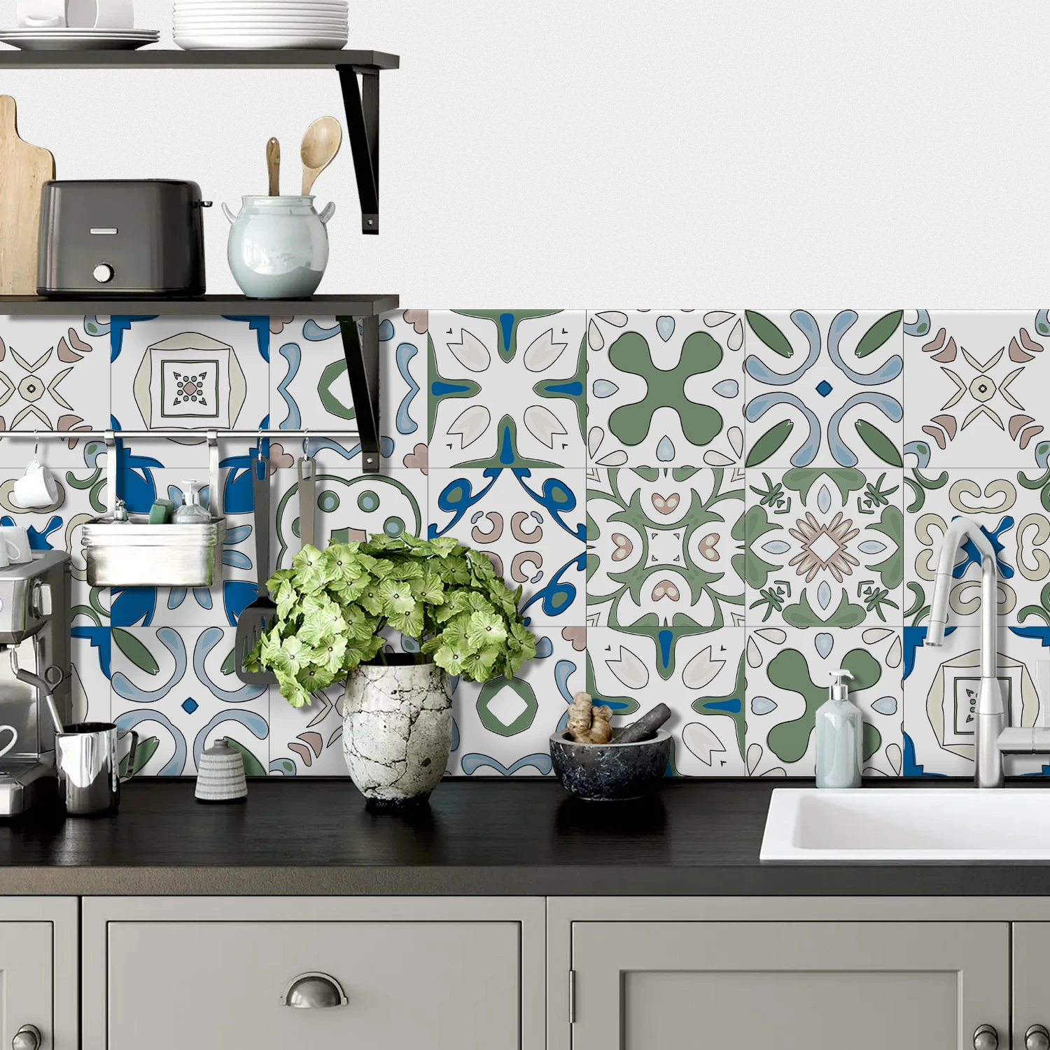 24pcs/Set Moroccan Style Wall Sticker Pvc Self-Adhesive Waterproof And Moisture-Proof Kitchen And Bathroom Wall Decoration