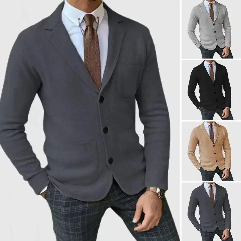 Men Slim Fit Suit Coat Men's Slim Fit Lapel Suit Coat with Pockets Solid Color Single Breasted Jacket for Office Outwear Formal