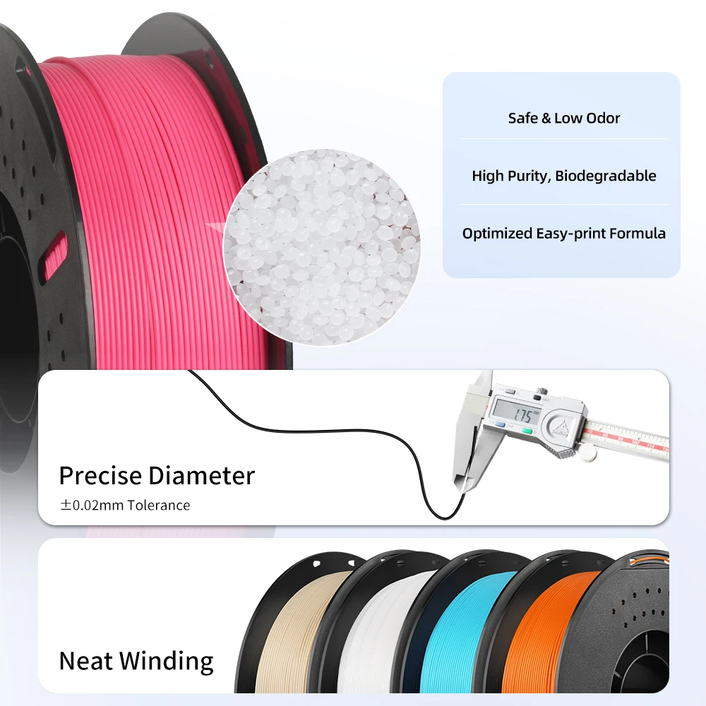 LANDU Matte PLA 3D Printer Filament Plastic 1kg 1.75mm Tangle-Free 3D Printing Vacuum Packag For Most FDM 3D Printer 6