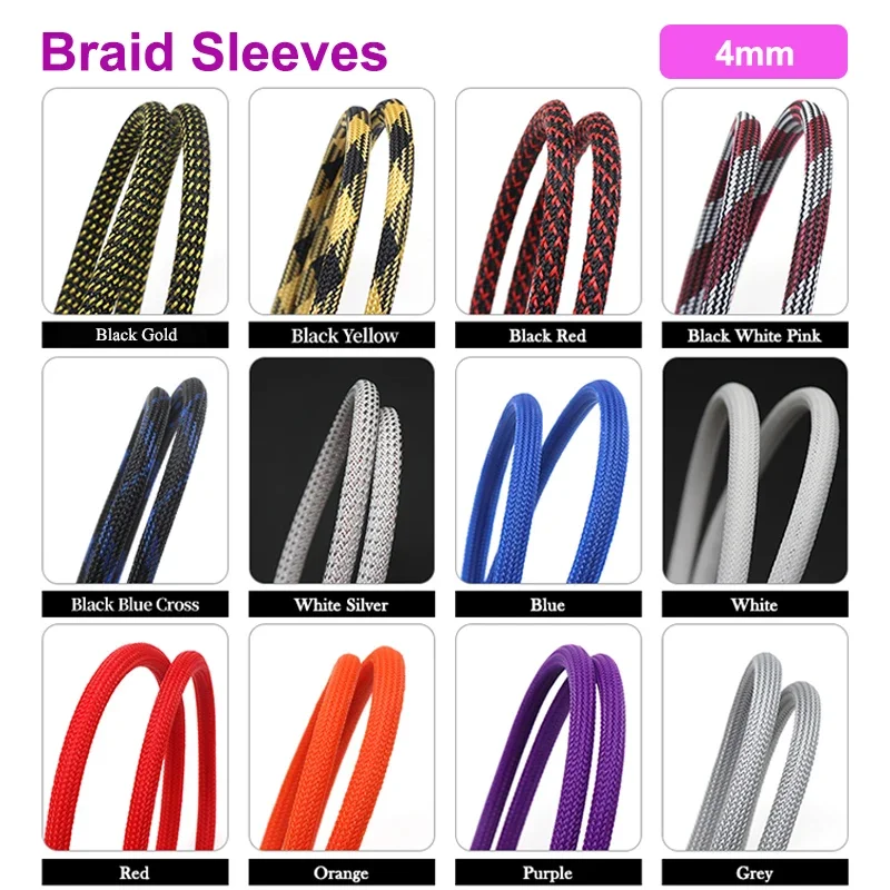 1/2/3/5/10/20/30/50M 4mm Insulated PET Braid Sleeves Sleeving High Density Cable Sheath Wrap Cable Protector Braid For Wires