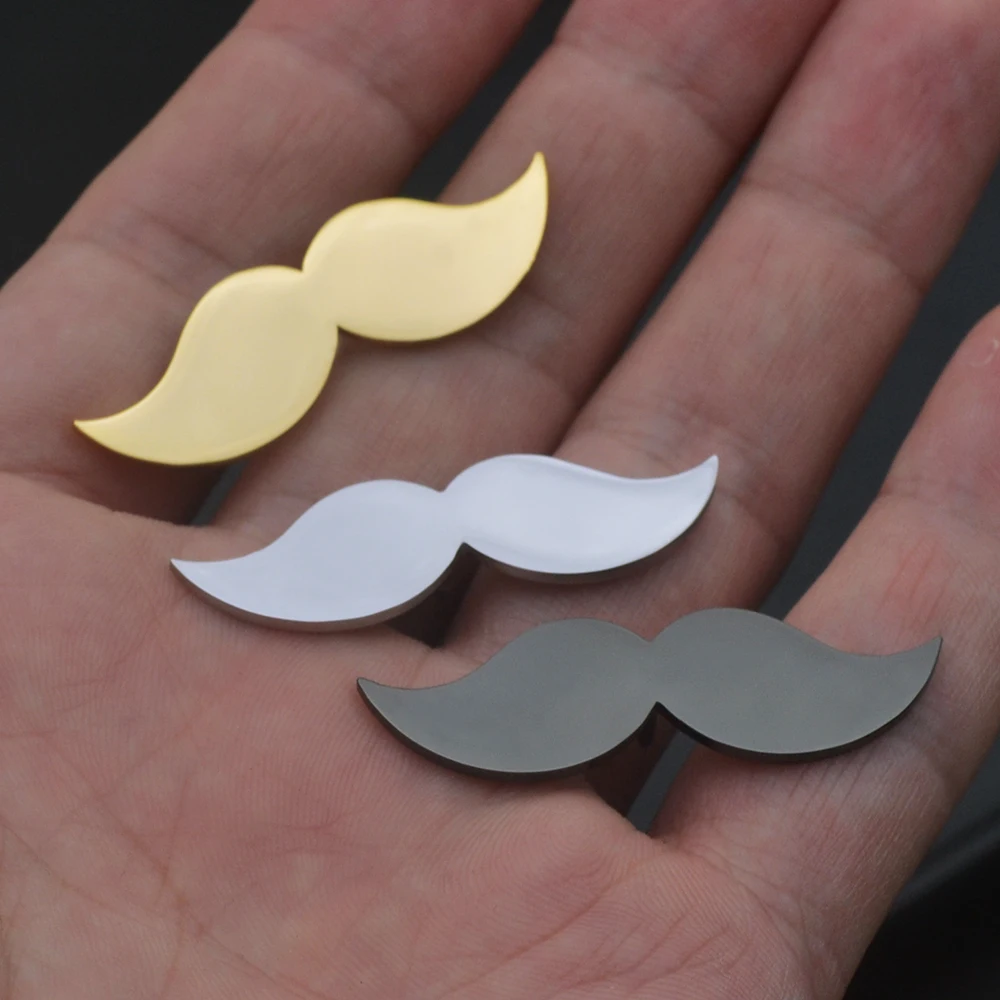 Stainless Steel Jewelry, Fashionable Mustache Shaped Brooch, Men\'s Lapel Accessories, Stab Pins, Birthday Party Gifts