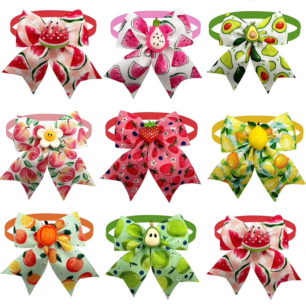 50szt Fruit Style Small Dog Bowties Lemon Pattern Pet Products Neck Tie Collar Pet Grooming Supplies for Small Dog Accessories