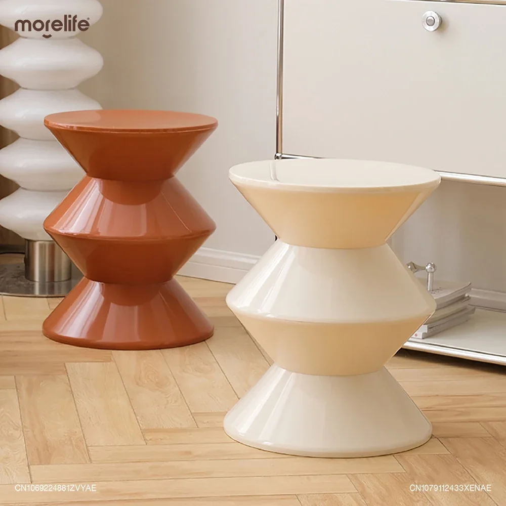 Taburete corto Creama Simple para sala de estar, taburete Circular para cambiar zapatos, otomanas, diseño creativo, banco pequeño blanco, muebles