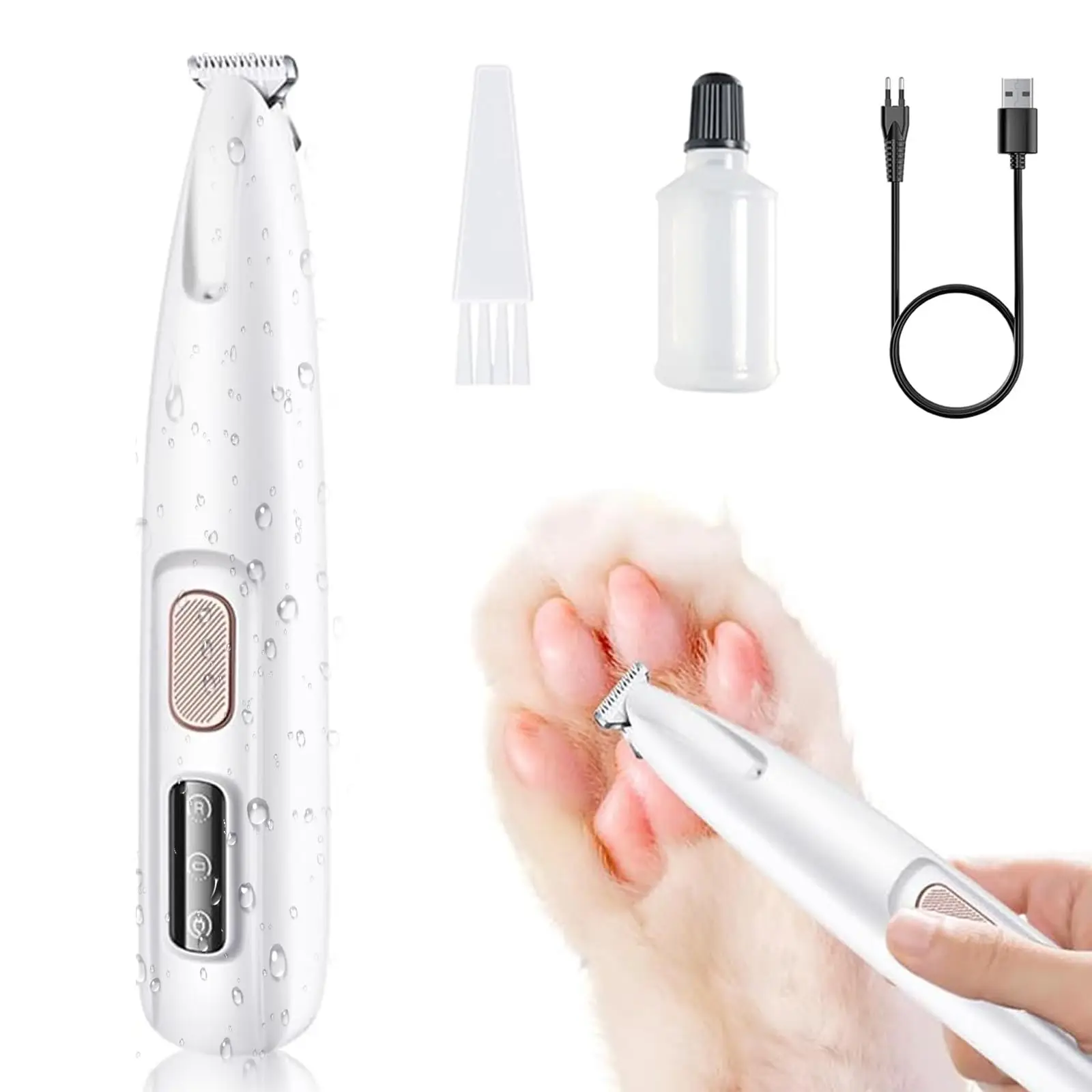 

2025 New Pet Precision Trimmer, Rechargeable Dog Paw Trimmer with LED Light, Low Noise, Waterproof, for Pet Paw, Ear, Face, Butt