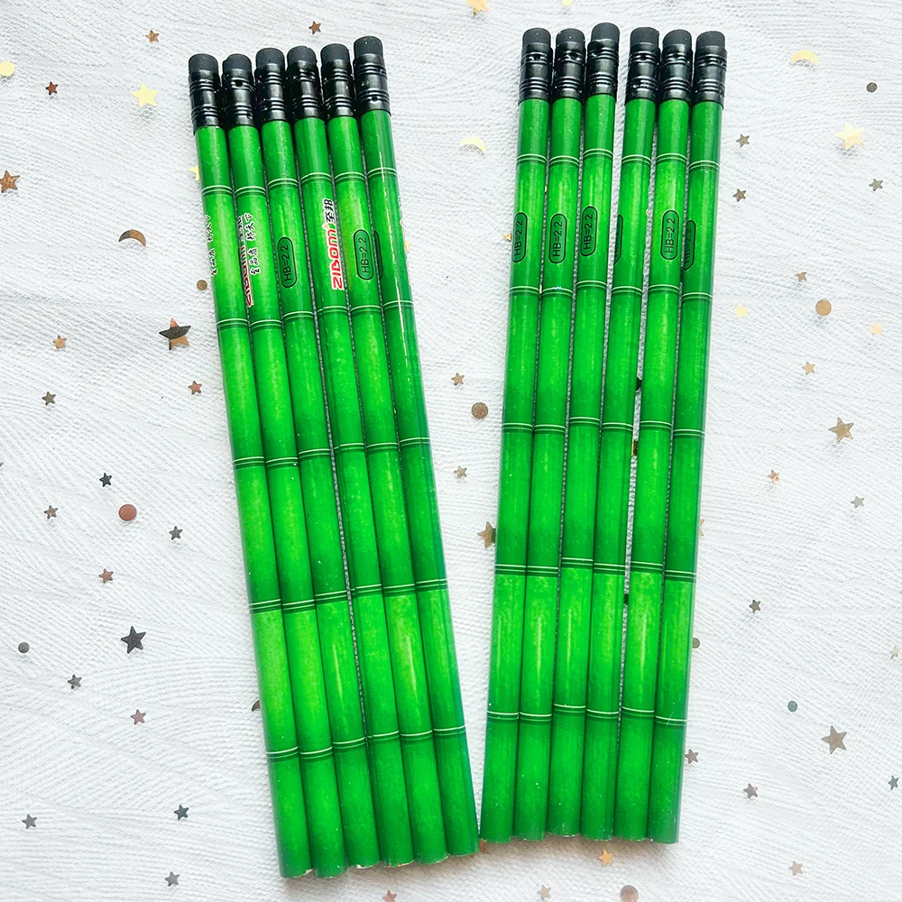 12pcs kawaii panda bamboo Wooden pencils Stationery supplies Art drawing pencils for School students School items Kids prizes