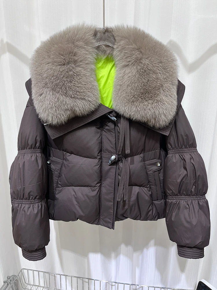 2024 New Fashion Women Winter Natural Fox Fur Collar Coats Goose Down Jacket Style Female Luxury Coats Puffer Jackets