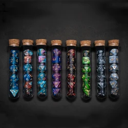 Conjunto de dados poliédricos transparentes para jogos de mesa, D & D, COC, RPG Fantasy Potion Flask, Dungeons and Dragons, DnD, 7Pc Set