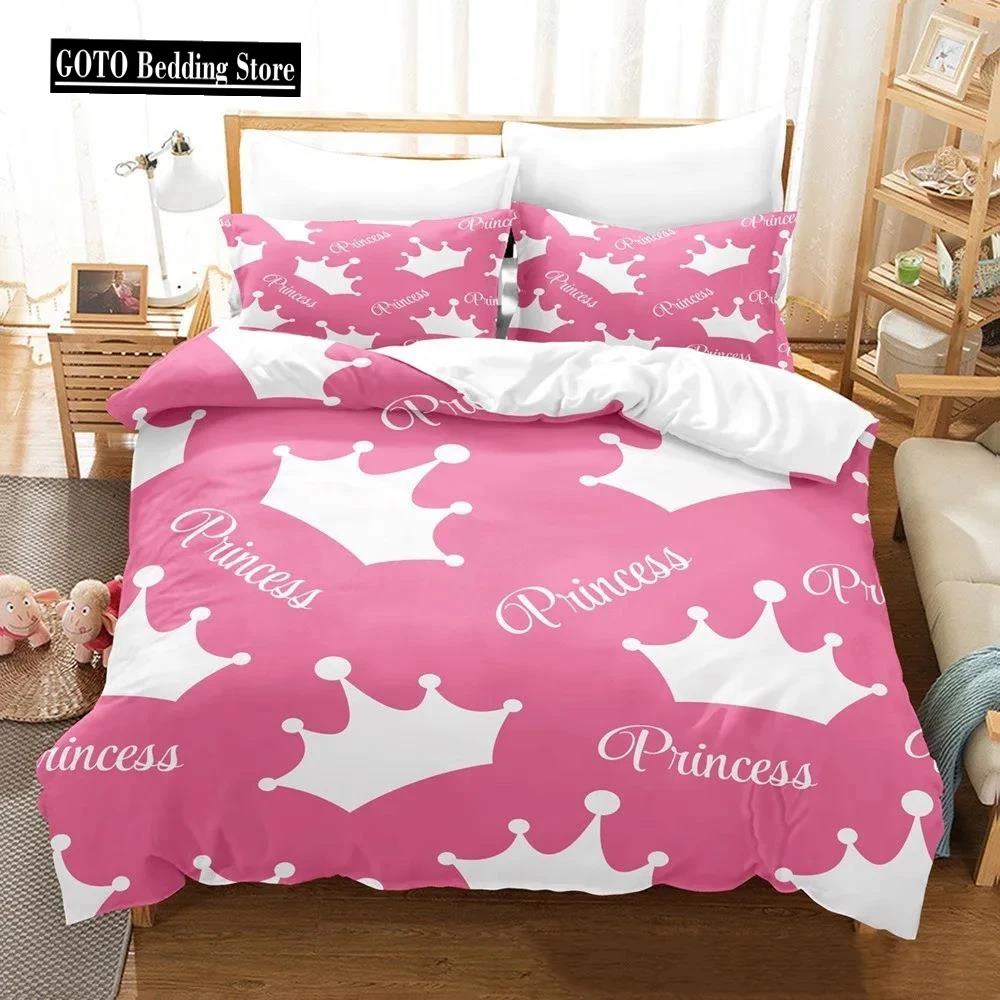 

Princess Crown Bedding Sets for Girls Microfiber Duvet Cover Set Full Size ,Pink Butterfly Festival Comforter Cove Pillowcases