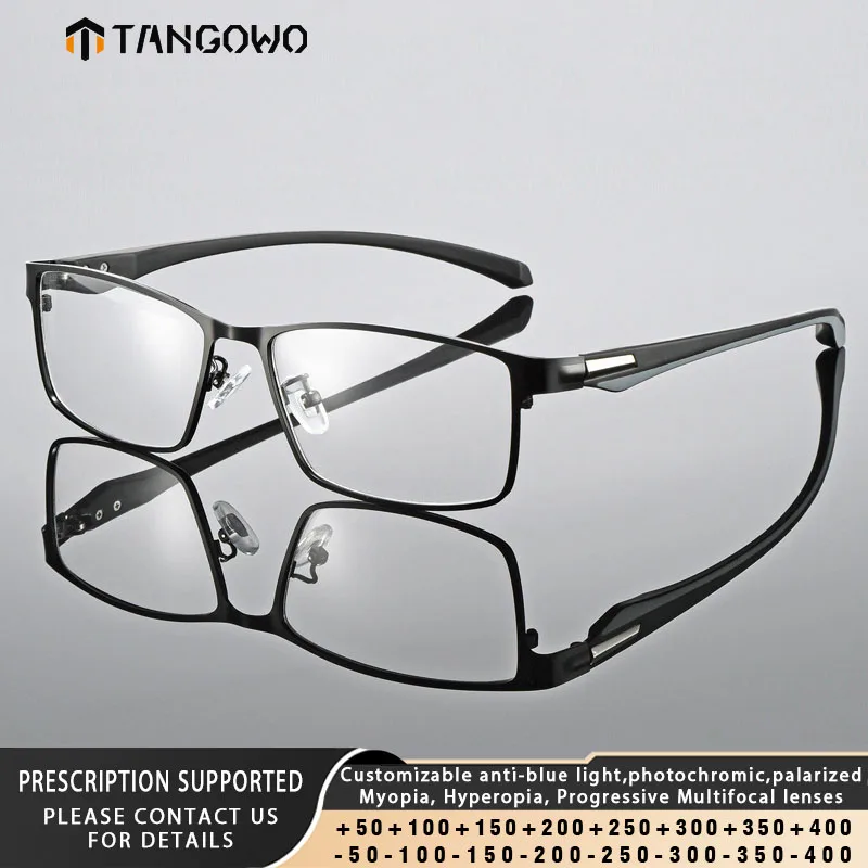 TANGOWO Anti Blue Light Men Reading Glasses Titanium Alloy Metal Frame Business Computer Reader +0.50 1.00 1.50 2.00 2.50 3.00