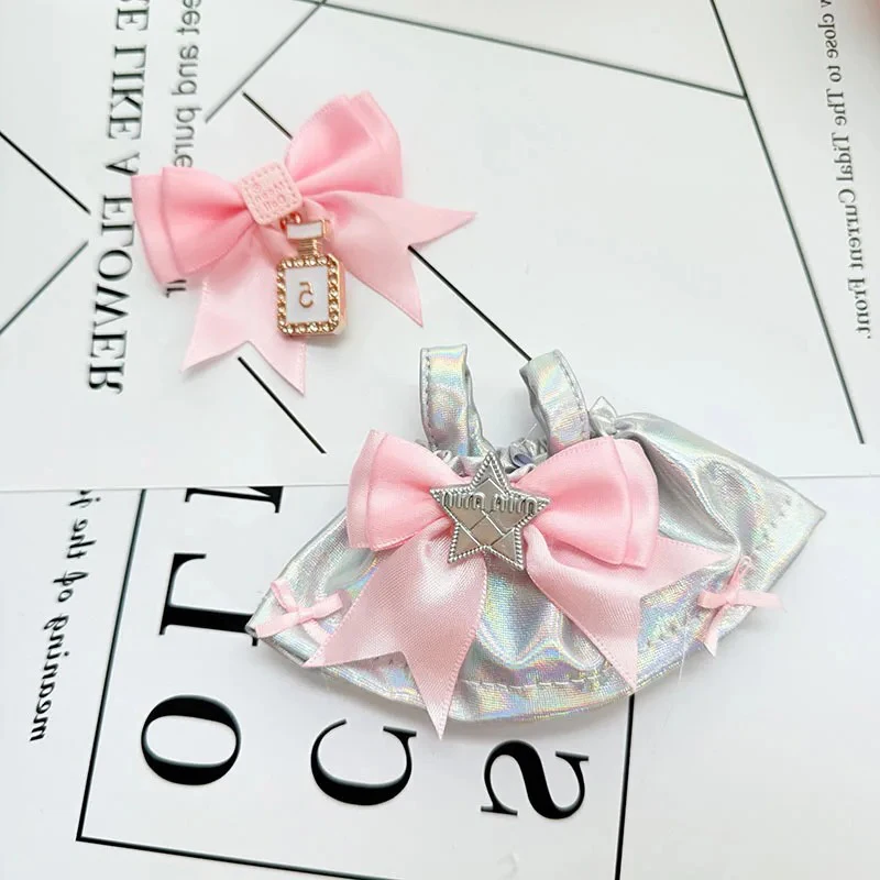 15-17cm Labubu Fashion Cute Reflective Strip Dress Doll Clothing Set z akcesoriami do włosów