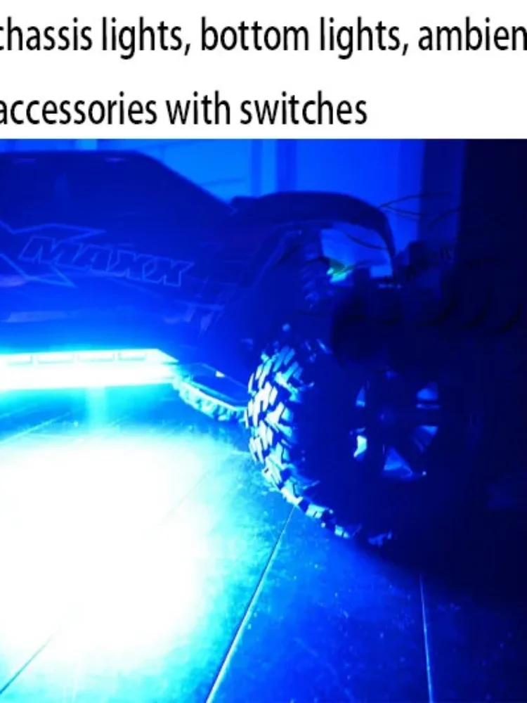 RC Traxxas X-MAXX large X chassis lights, bottom lights, ambient light strips, blue/passionate red accessories with switches