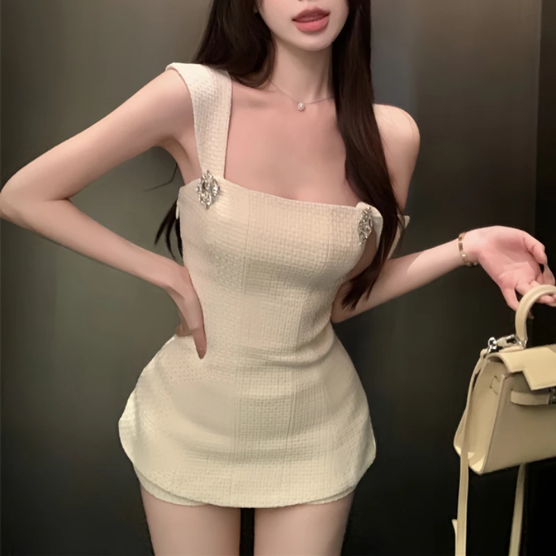 2023 Spring for Women Crop Tops Vintage Korean Retro Sweet Camis Sleeveless + Short Suit 2 Pieces Suit Y2k Backless Bow Vest