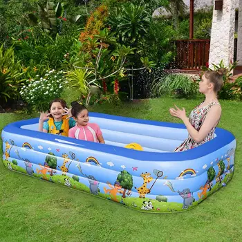 Inflatable pool for children Square thickened swimming pool for children Foldable paddling pool for family Space-saving swimming pool