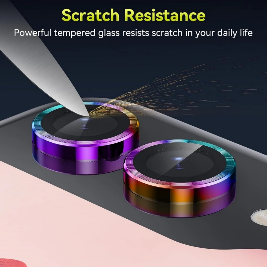 Pelindung lensa kamera logam untuk Samsung Galaxy Z Flip 6 5 4 cincin logam kaca Tempered Anti gores 9H untuk Galaxy Z Flip5