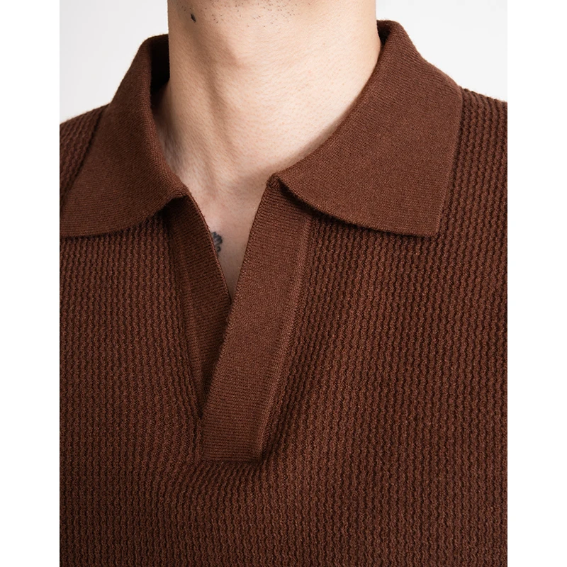 

New Trendy Men Thick Jumper 2025 Winter Wool Blend Warm Sweater Long Sleeve Knit Clothes Turn Down Collar Tops