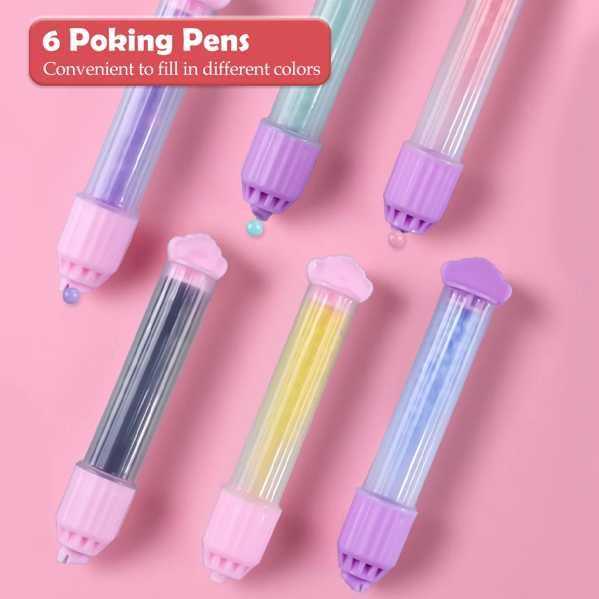 Handmade Set Beads Pen DIY Girls Toys, Creative Production Sticker Princess Rainbow Bow Girl Gifts Toy for Kids