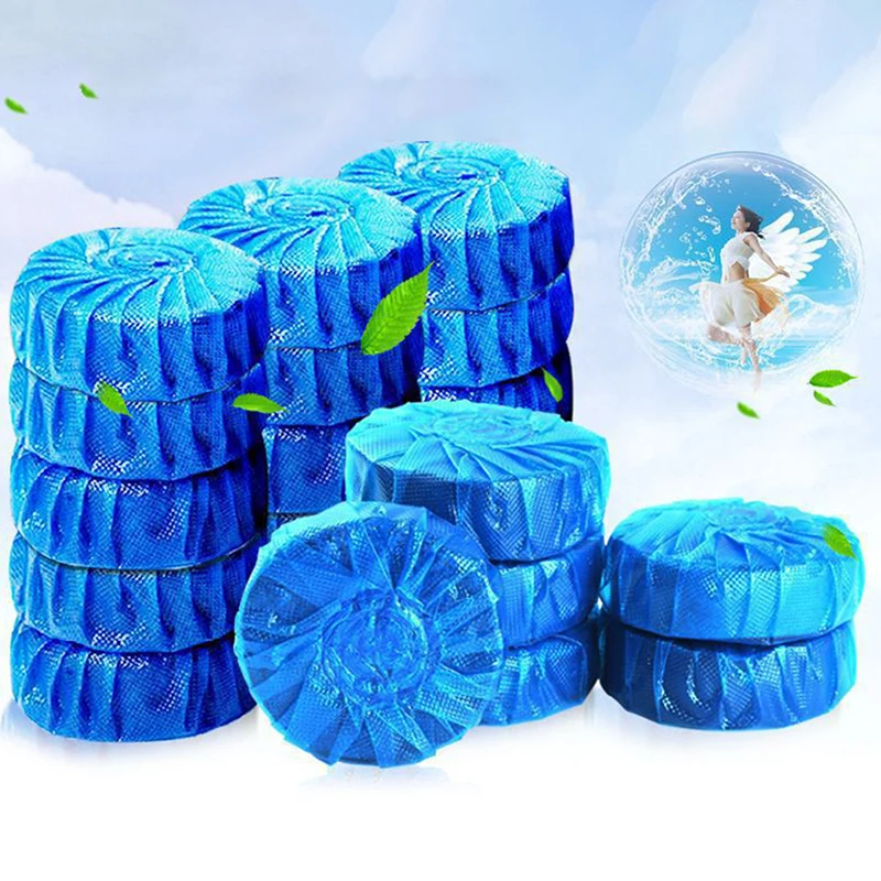 

Blue Auto-Flush Toilet Cleaner Tablets - Long-Lasting Bubble Freshener Discs for Bathroom Hygiene, Bulk Maintenance Supply