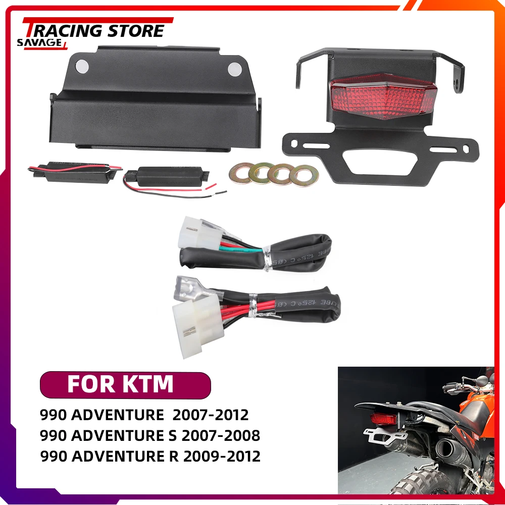 Motorycle License Plate Holder with Brake Light Turn Signal Daytime Running Light Adapter For 990 Adventure S R 990ADV 990S 990R