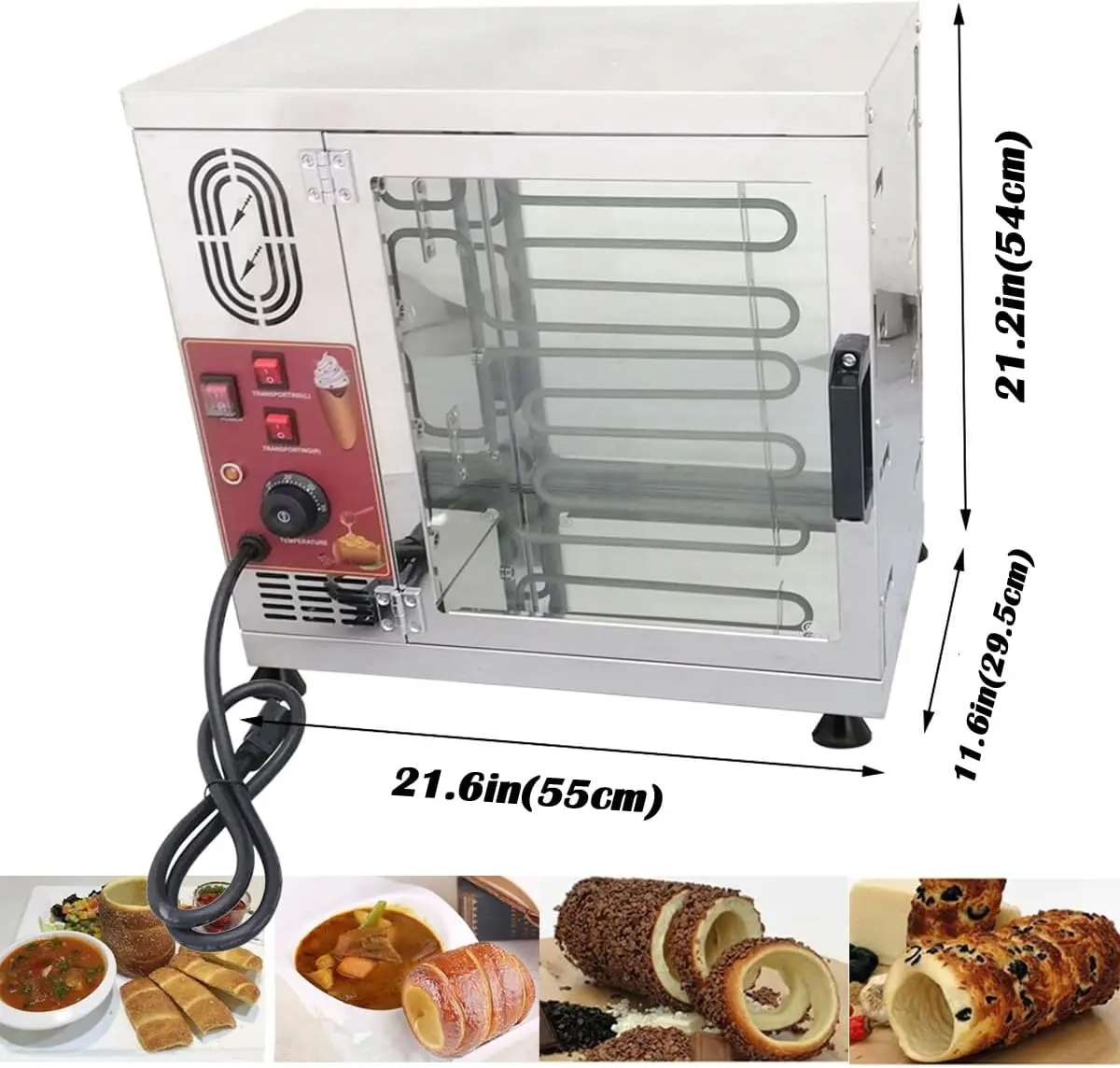 Electric Ice Cream Cone Chimney Cake Roll Maker Chimney Cake Oven Machine 3200W Toast Oven with 16pcs Roll Mold 110V