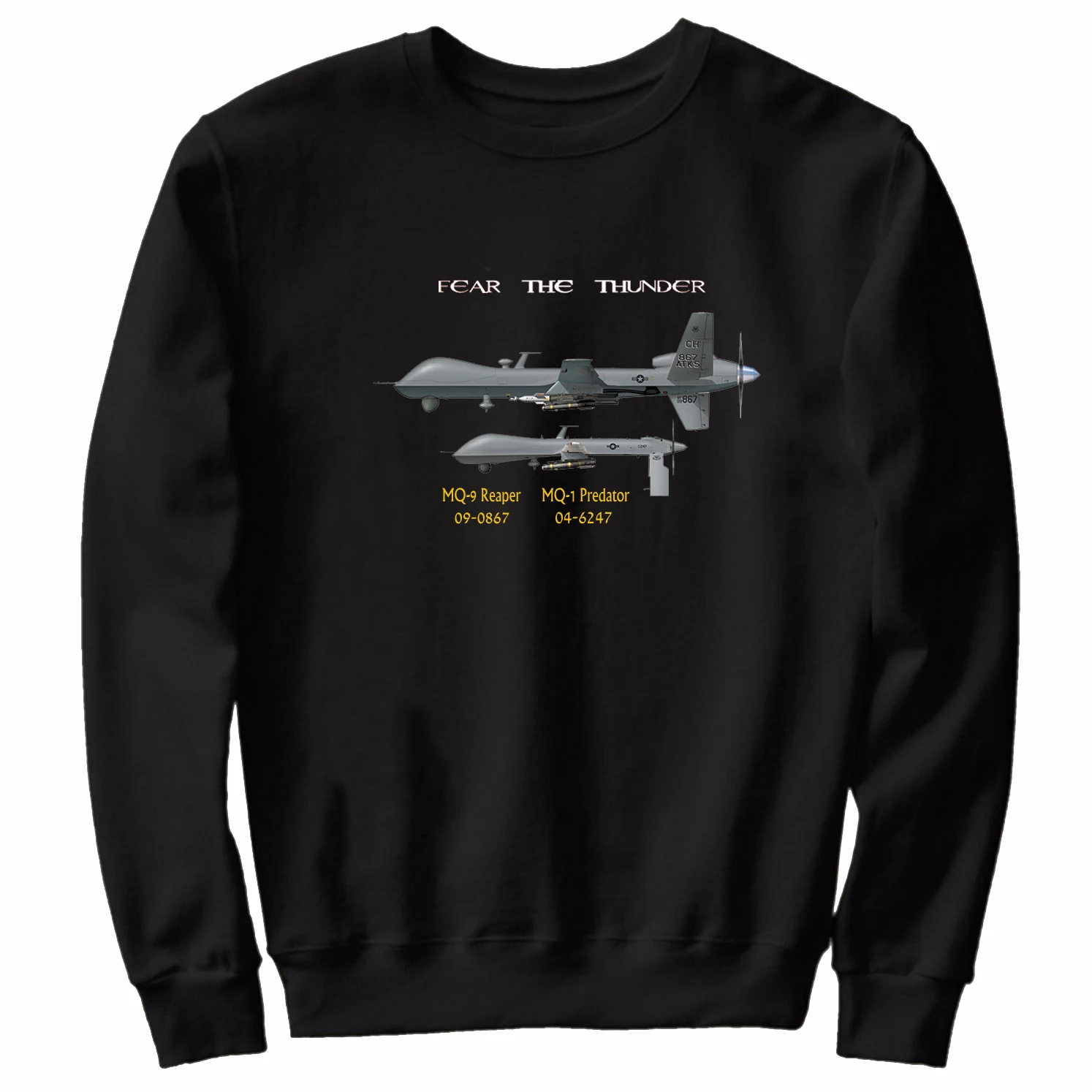 Fear The Thunder MQ-9 Reaper MQ-1 Predator UAV Pullover Hoodie New 100% Cotton Comfortable Casual Mens Sweatshirts Streetwear