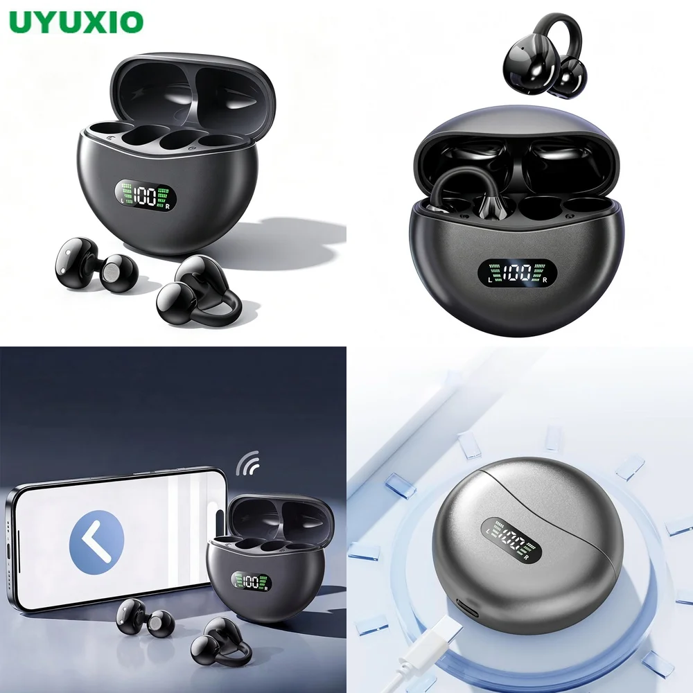 Cycling Open Ear Wireless Earphones One Step Pairing and 10m Signal with 300mAh Portable Charging Case for Outdoor Sports Travel