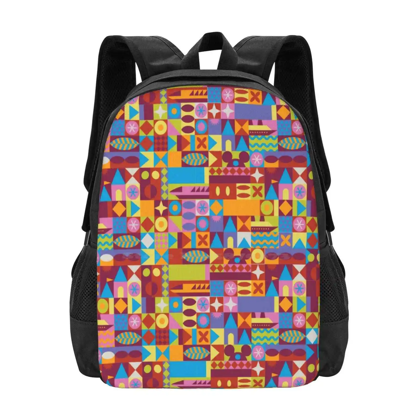 Retro Color Blocks Hot Sale Schoolbag Backpack Fashion Bags Parks Pride Walt World Magic Rainbow Retro Vintage 1980S 1970S