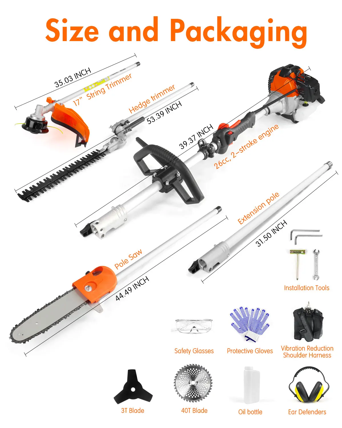 Hot Selling in the  Multi Functional 5 in 1 Brush Cutter 52cc  oline Hedge Trimmer Pole Saw Grass Trimmer Lawn Mower