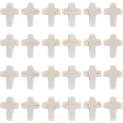 1 Box 100Pcs White Turquoise Cross Beads Turquoise Stone Bead Mini Small Cross Beads for Jewelry Making Charms