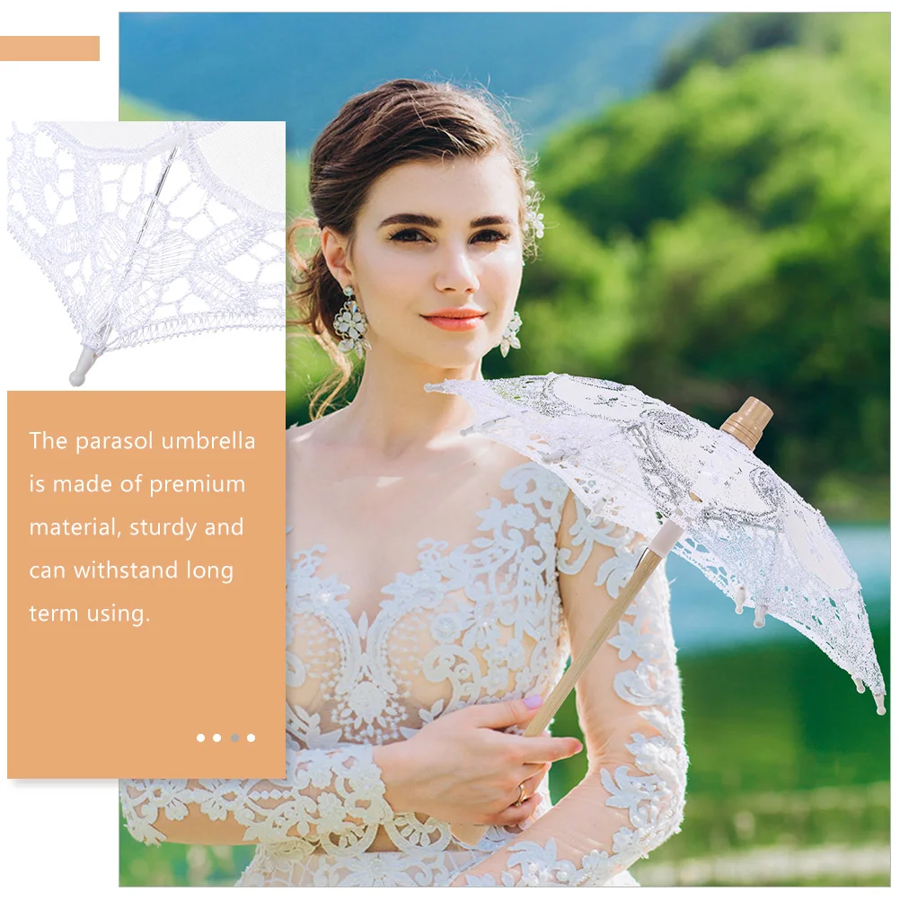 

Embroidered Cotton Umbrella Wedding Parasols Umbrellas Lace for Decorative Bride