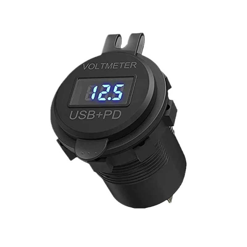 شاحن سيارة الكل في واحد مع كابل USB مزدوج، محول مقبس عالمي 12 فولت/24 فولت للدراجات النارية والسيارات #4