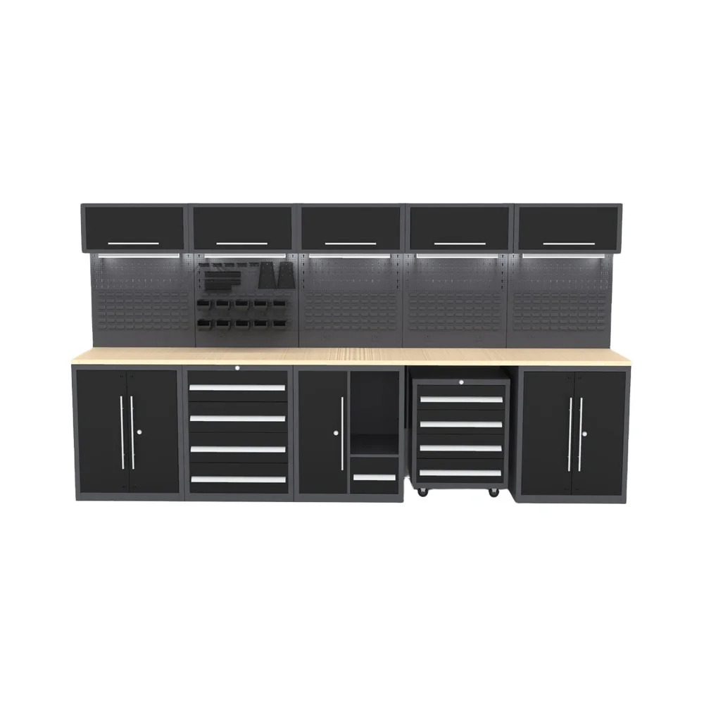 

Комбинированный стальной шкаф для инструментов премиум-класса со стеной ящика, двухдверный, идеальное хранилище для гаража