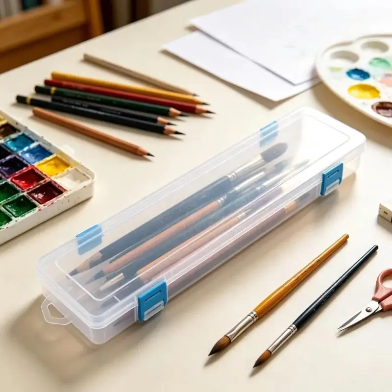 【HG】White Plastic Storage Box Multifunctional Organizer For Painting Drawing Sewing Hand Tools Brushes Pens Pencils