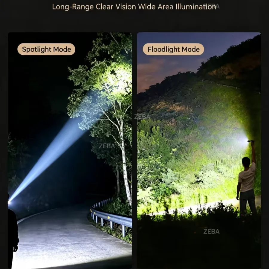 780000000LM LED Flashlight 5000M Long Shot USB Rechargeable Torch Digital Power Display For Camping Hiking Emergency Outdoor