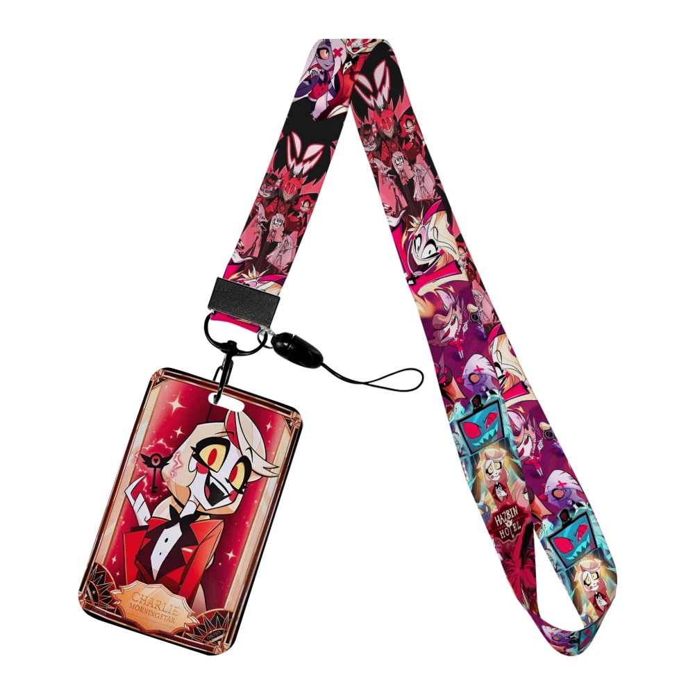 

Hot Selling Anime Kids ABS Slide Lanyard ID Credit Card Cover Bus Card Holder Charm Badge Holder Neck Strap Keychains