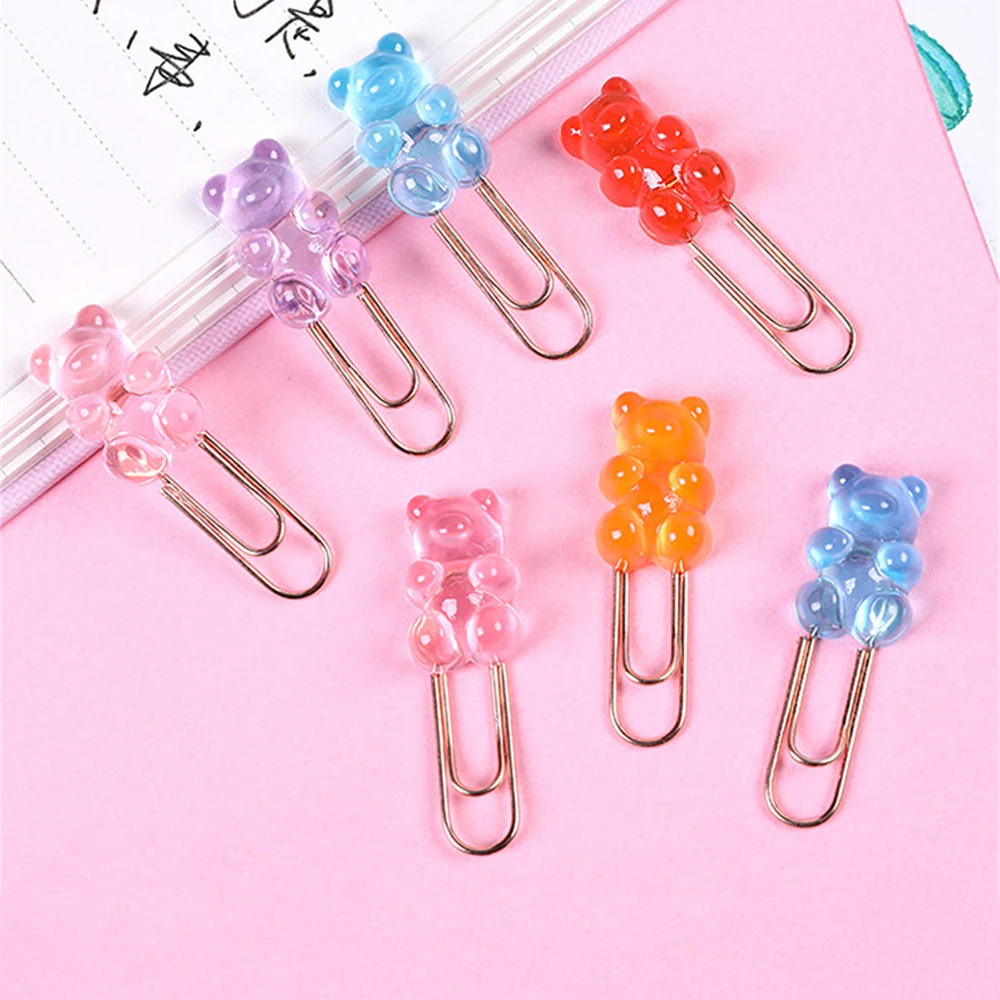 Office Supplies Patchwork Clip New Little Bear Paper Clip Office Accessories Metal Cute Mini Clip Bookmark Binder Clip Cartoon