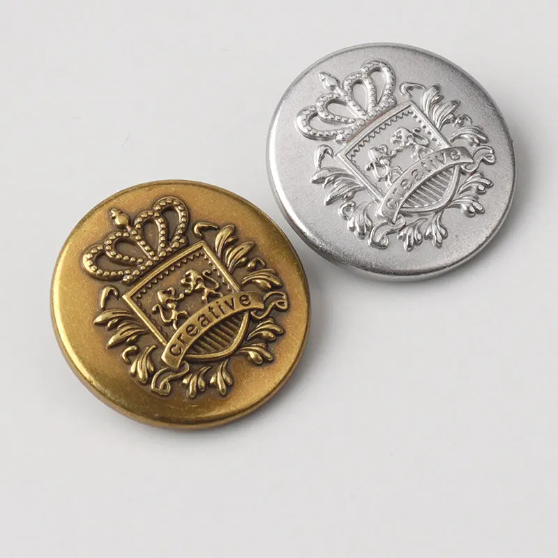 10 Stück Retro Britischer Stil Uniform Metallkronenknöpfe Antikgold & Silber Akademie Schuluniform Nähknöpfe 18mm 23mm – Detail 2