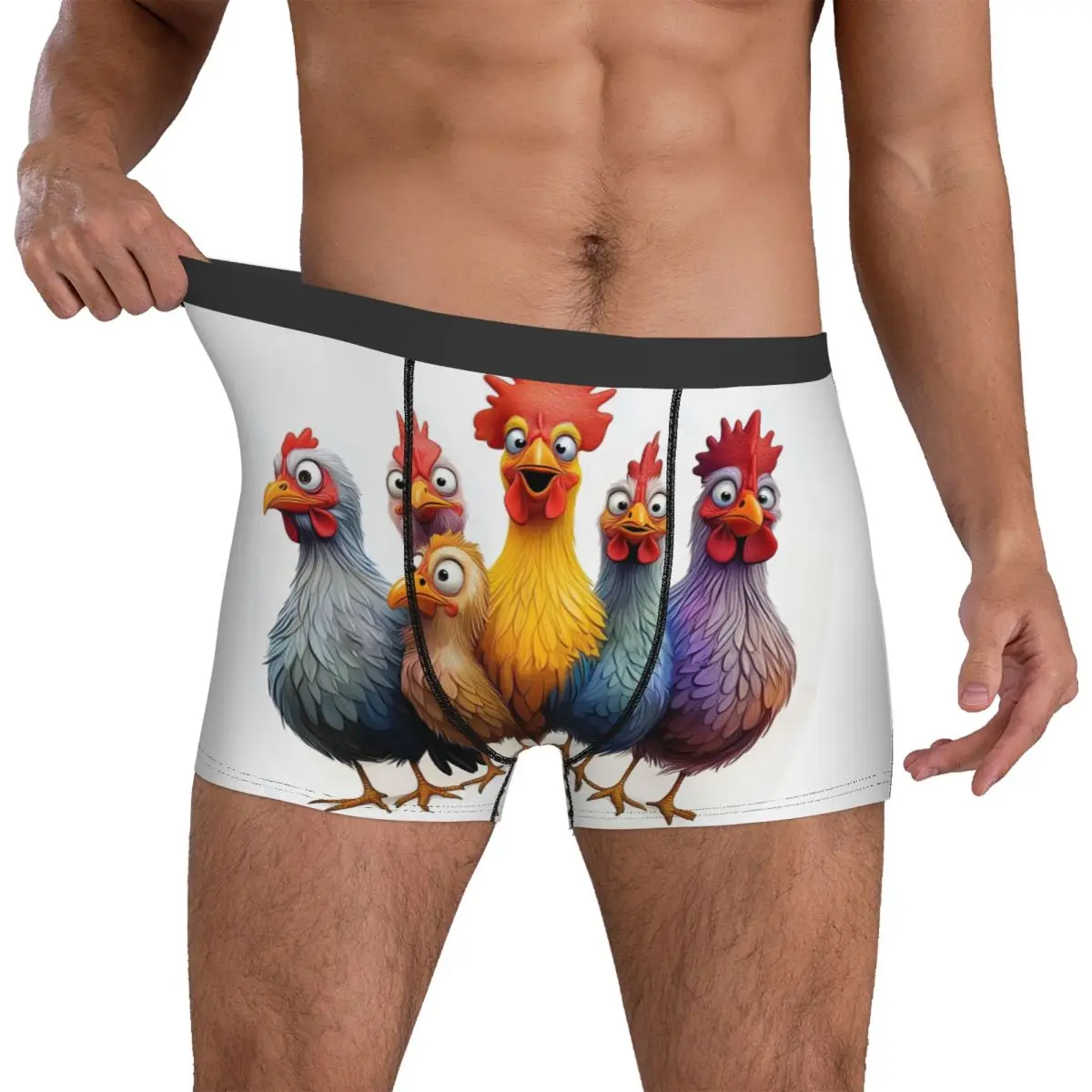 

Funny Chicken Underwear Man Shorts Briefs Sexy Soft Boxershorts Quality Design Large Size Underpants