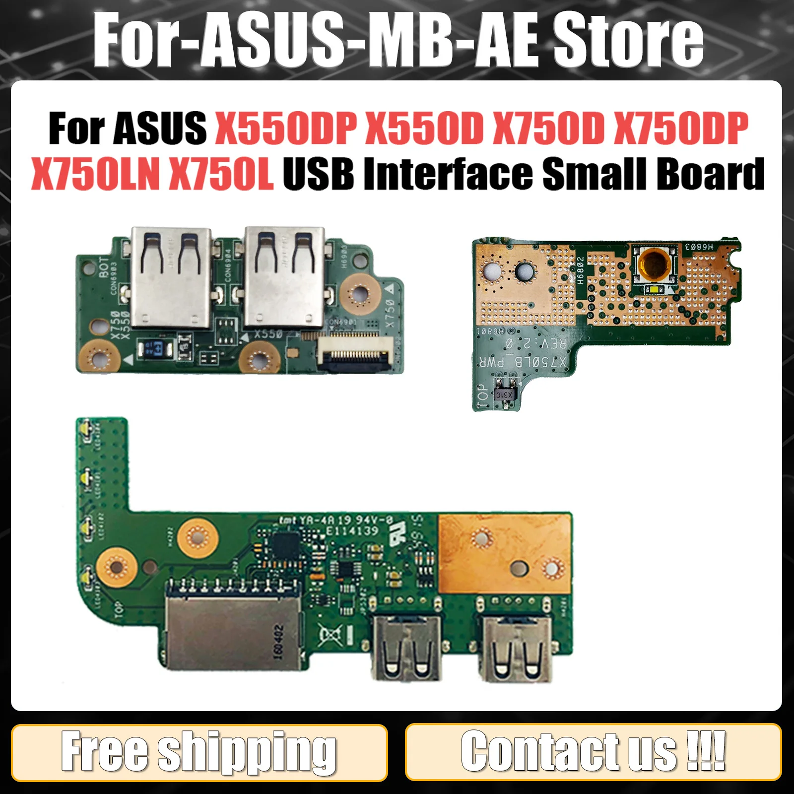 For ASUS X550DP X550D X750D X750DP X750LN X750L X756U X756UX X756UA USB interface small board tested good