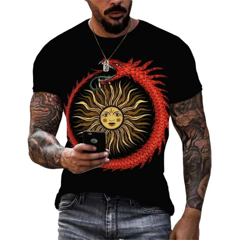3D Printed Snake Animals T-Shirt For Men Mysterious Pattern Tees Fashion Unisex Casual Street Round Neck Short Sleeve T Shirts