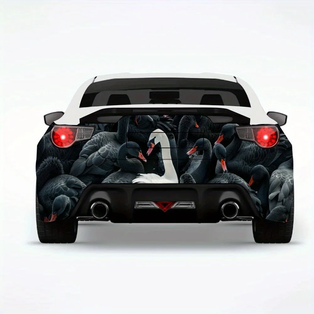 

White Swan Among Black Car Sticker,Vinyl Decal for Car Rear, Waterproof Self-Adhesive Vinyl Stickers for Vehicle Tail and Bumper