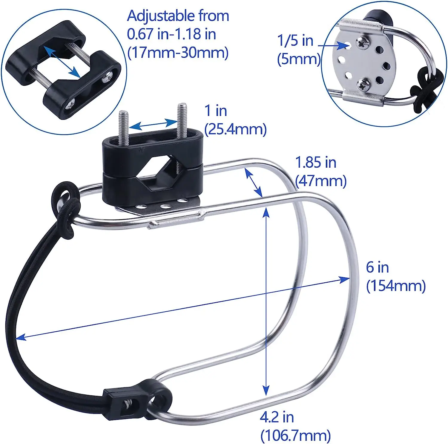 Soporte anillo salvavidas acero inoxidable compatible Rial 7/8~1 - imagen 5